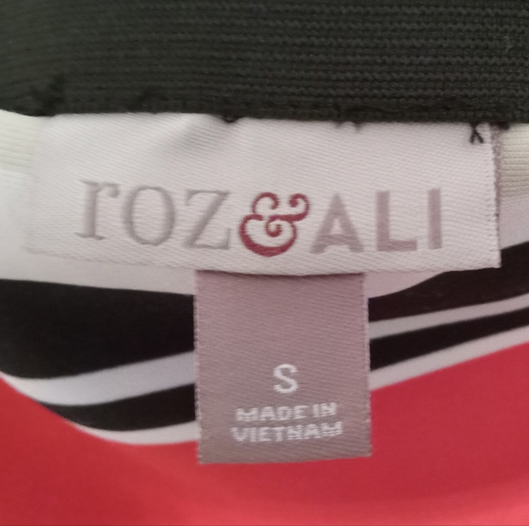 35. **2 for $6** ROZ&ALI SUNSET ORANGE PEACH BLACK STRIPE SKIRT SIZE S - Picture 2 of 3